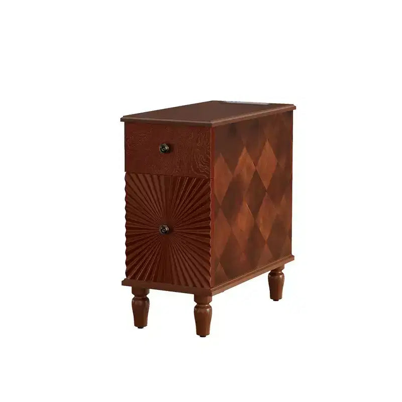 Whisen Modern and Narrow Sofa Side Table & Nightstand with 2 Drawers for Living Room, Bedroom - Walnut