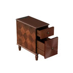 Whisen Modern and Narrow Sofa Side Table & Nightstand with 2 Drawers for Living Room, Bedroom - Walnut