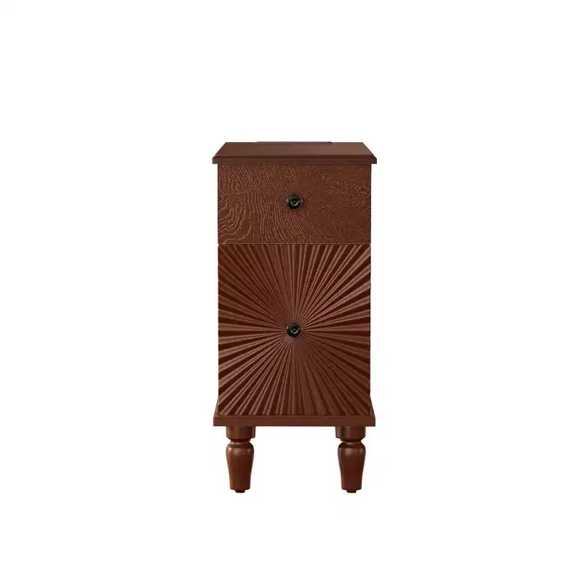 Whisen Modern and Narrow Sofa Side Table & Nightstand with 2 Drawers for Living Room, Bedroom - Walnut