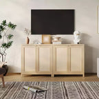 Freestanding Rattan Storage Cabinet with Adjustable Shelves, Modern Sideboard for Living Room and Dining Room