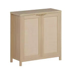 Freestanding Rattan Storage Cabinet with Adjustable Shelves, Modern Sideboard for Living Room and Dining Room