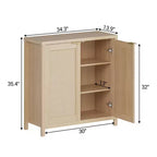 Freestanding Rattan Storage Cabinet with Adjustable Shelves, Modern Sideboard for Living Room and Dining Room