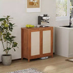 Freestanding Rattan Storage Cabinet with Adjustable Shelves, Modern Sideboard for Living Room and Dining Room