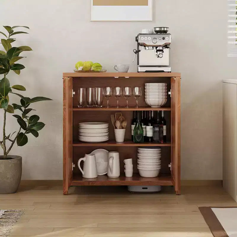 Freestanding Rattan Storage Cabinet with Adjustable Shelves, Modern Sideboard for Living Room and Dining Room