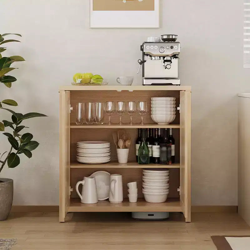 Freestanding Rattan Storage Cabinet with Adjustable Shelves, Modern Sideboard for Living Room and Dining Room