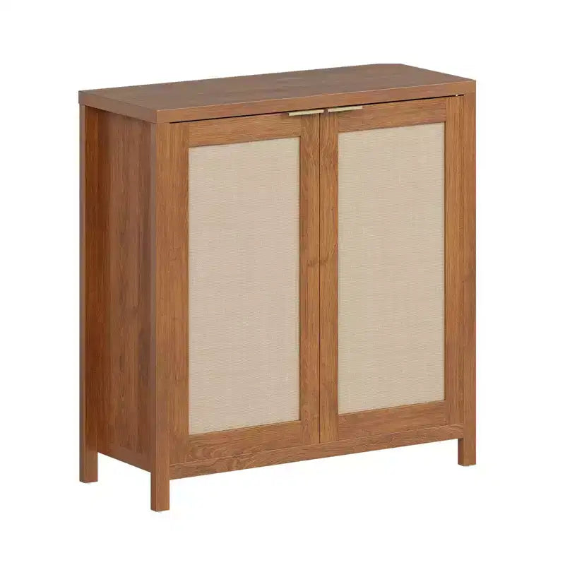 Freestanding Rattan Storage Cabinet with Adjustable Shelves, Modern Sideboard for Living Room and Dining Room