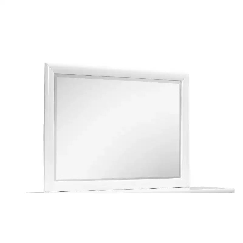HomeStock White Framed Mirror with Simple Contemporary Design  Elegant Bedroom Accent for Dressers