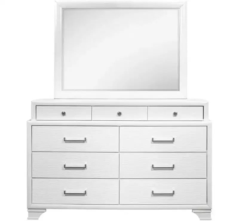 Specchio con cornice bianca HomeStock, dal design semplice e contemporaneo, elegante elemento d'arredo per la camera da letto, per cassettiere