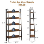 COZONY Libreria a 5 Ripiani, Scaffale Stretto Alto 67" con Struttura in Metallo, Organizzatore Contenitore Marrone Rustico per Camera da Letto Cucina Soggiorno