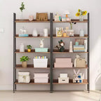 COZONY Libreria a 5 Ripiani, Scaffale Stretto Alto 67" con Struttura in Metallo, Organizzatore Contenitore Marrone Rustico per Camera da Letto Cucina Soggiorno