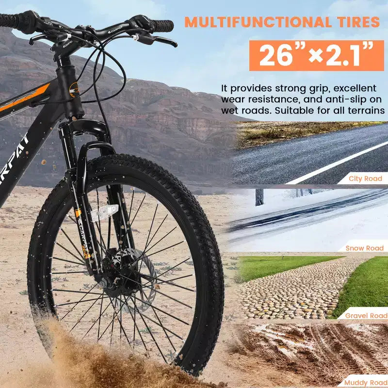 Zeus & Ruta 26 Mountain Bike with 21-Speed Gears, Dual Suspension, High-Carbon Steel Frame Bicycle for Adults & Teens
