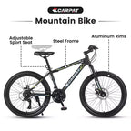 Bicicletta da montagna Zeus & Ruta 24 con cambio a 21 velocità, doppi freni a disco, telaio in acciaio resistente per ragazzi e ragazze