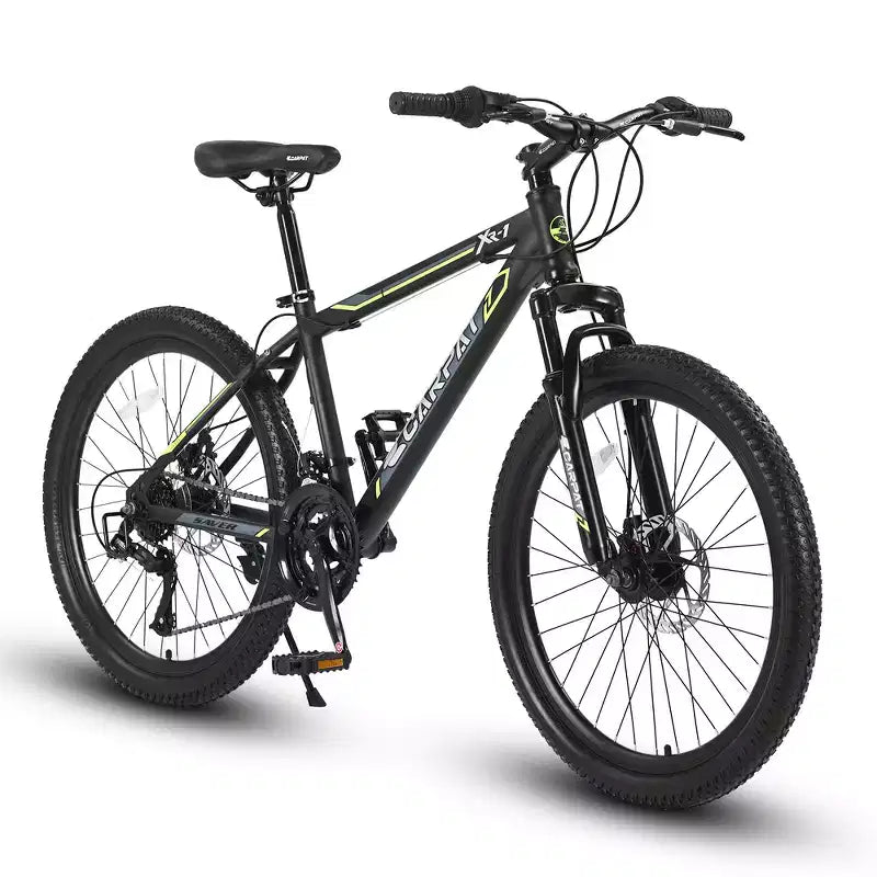Bicicletta da montagna Zeus & Ruta 24 con cambio a 21 velocità, doppi freni a disco, telaio in acciaio resistente per ragazzi e ragazze