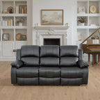 MAYEERTY Power Recliner Sofa, Breathable Leather Reclining Chair, 3 Seater Sofa with Storage & Reversible Table for Living Room, Black