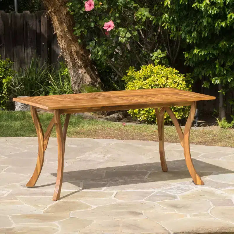 Okak 59IN Modern Rectangular Wooden Kitchen Table, Dining Table with Stable Legs, Dining Room Table for Living Room, Kitchen, Patio, Teak