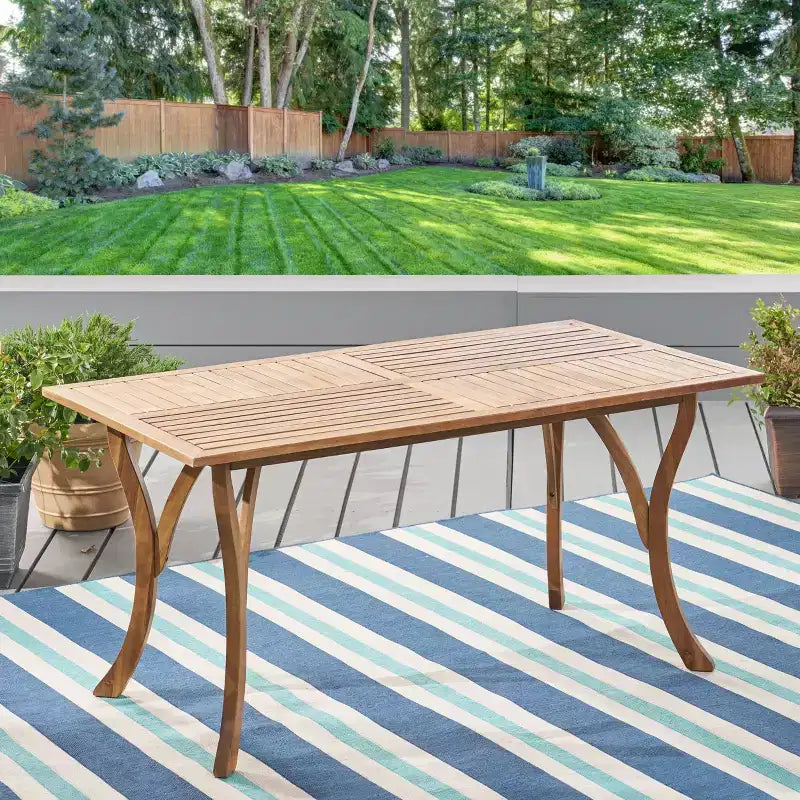Okak 59IN Modern Rectangular Wooden Kitchen Table, Dining Table with Stable Legs, Dining Room Table for Living Room, Kitchen, Patio, Teak