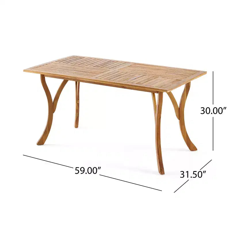Okak 59IN Modern Rectangular Wooden Kitchen Table, Dining Table with Stable Legs, Dining Room Table for Living Room, Kitchen, Patio, Teak
