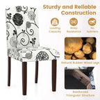 Costway Wooden Dining Chair Set of 4 with Rubber Wood Legs Padded Seat S Springs, Kitchen Beige/Gray