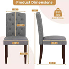 Costway Wooden Dining Chair Set of 4 with Rubber Wood Legs Padded Seat S Springs, Kitchen Beige/Gray
