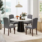 Costway Wooden Dining Chair Set of 4 with Rubber Wood Legs Padded Seat S Springs, Kitchen Beige/Gray