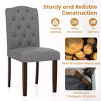 Costway Wooden Dining Chair Set of 4 with Rubber Wood Legs Padded Seat S Springs, Kitchen Beige/Gray