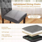 Costway Wooden Dining Chair Set of 4 with Rubber Wood Legs Padded Seat S Springs, Kitchen Beige/Gray