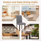 Costway Wooden Dining Chair Set of 4 with Rubber Wood Legs Padded Seat S Springs, Kitchen Beige/Gray