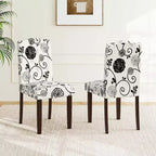 Costway Wooden Dining Chair Set of 4 with Rubber Wood Legs Padded Seat S Springs, Kitchen Beige/Gray