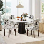 Costway Wooden Dining Chair Set of 4 with Rubber Wood Legs Padded Seat S Springs, Kitchen Beige/Gray