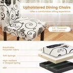 Costway Wooden Dining Chair Set of 4 with Rubber Wood Legs Padded Seat S Springs, Kitchen Beige/Gray