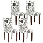 Costway Wooden Dining Chair Set of 4 with Rubber Wood Legs Padded Seat S Springs, Kitchen Beige/Gray