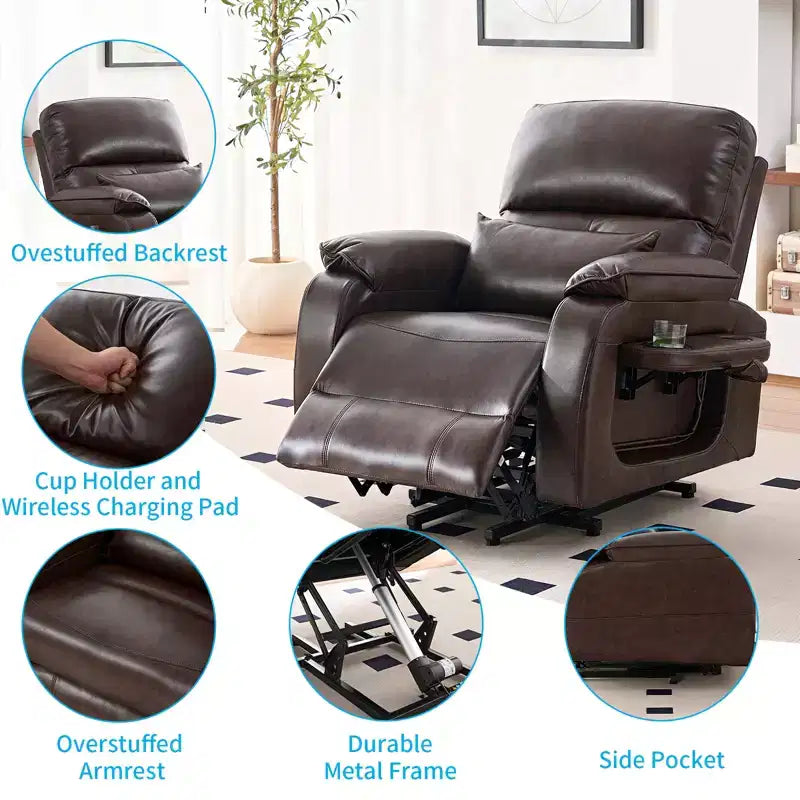 Mjkone Power Lift Recliners Chair with Vibration Massage Heating,8 Points MessageRecling Degrees,Storage,Cup Holder