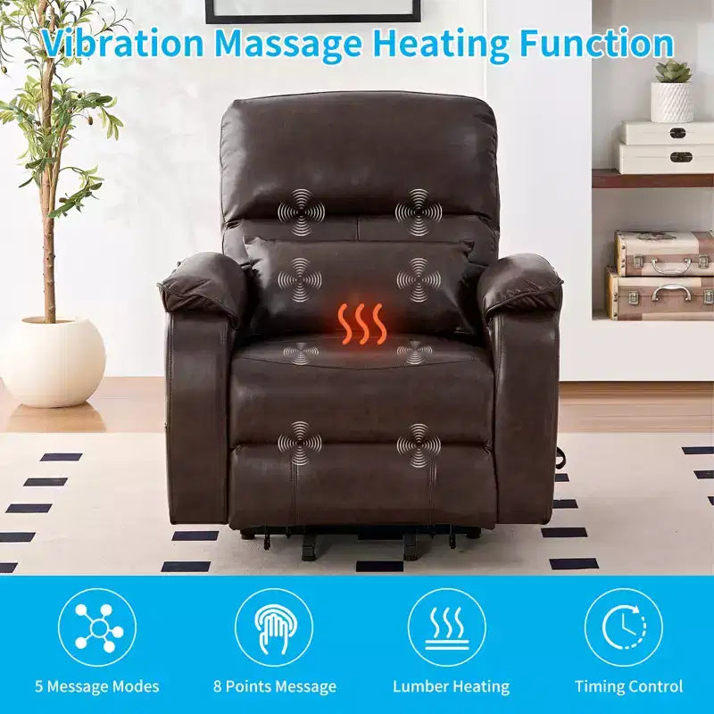 Mjkone Power Lift Recliners Chair with Vibration Massage Heating,8 Points MessageRecling Degrees,Storage,Cup Holder