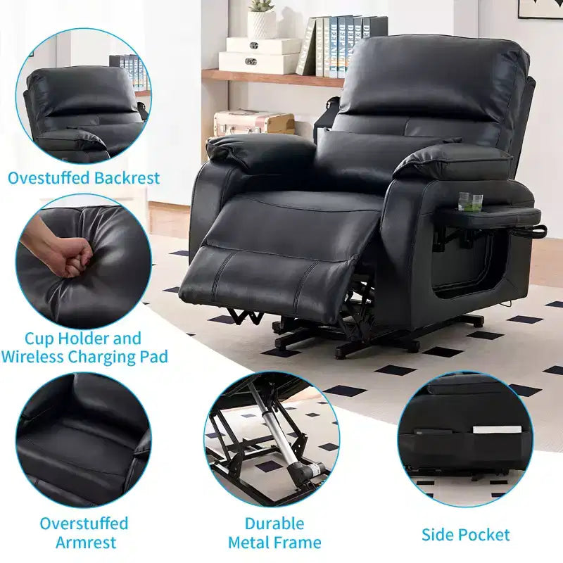 Mjkone Power Lift Recliners Chair with Vibration Massage Heating,8 Points MessageRecling Degrees,Storage,Cup Holder