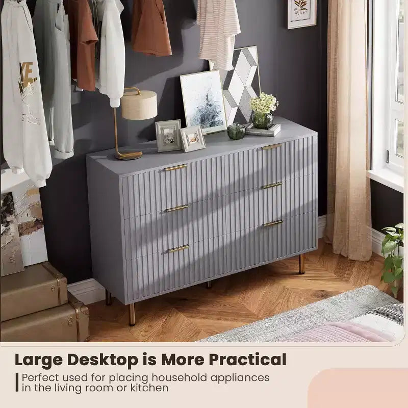 Cassettiera a 6 cassetti per camera da letto, comò moderno da 120 cm con cassetti profondi per soggiorno, corridoio, camera dei bambini