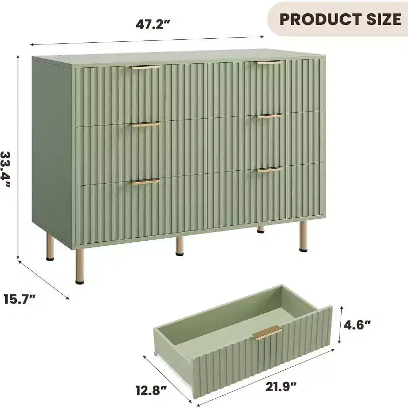 Cassettiera a 6 cassetti per camera da letto, comò moderno da 120 cm con cassetti profondi per soggiorno, corridoio, camera dei bambini