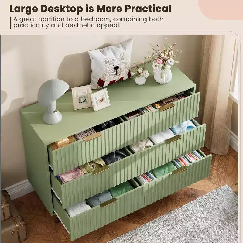 Cassettiera a 6 cassetti per camera da letto, comò moderno da 120 cm con cassetti profondi per soggiorno, corridoio, camera dei bambini