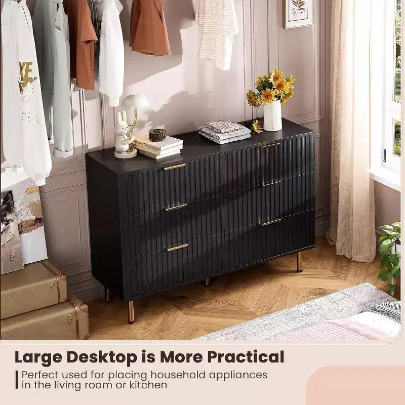 Cassettiera a 6 cassetti per camera da letto, comò moderno da 120 cm con cassetti profondi per soggiorno, corridoio, camera dei bambini
