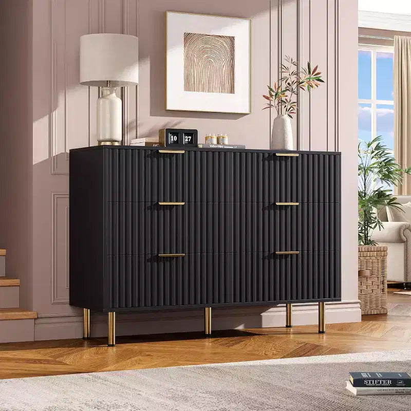 Cassettiera a 6 cassetti per camera da letto, comò moderno da 120 cm con cassetti profondi per soggiorno, corridoio, camera dei bambini