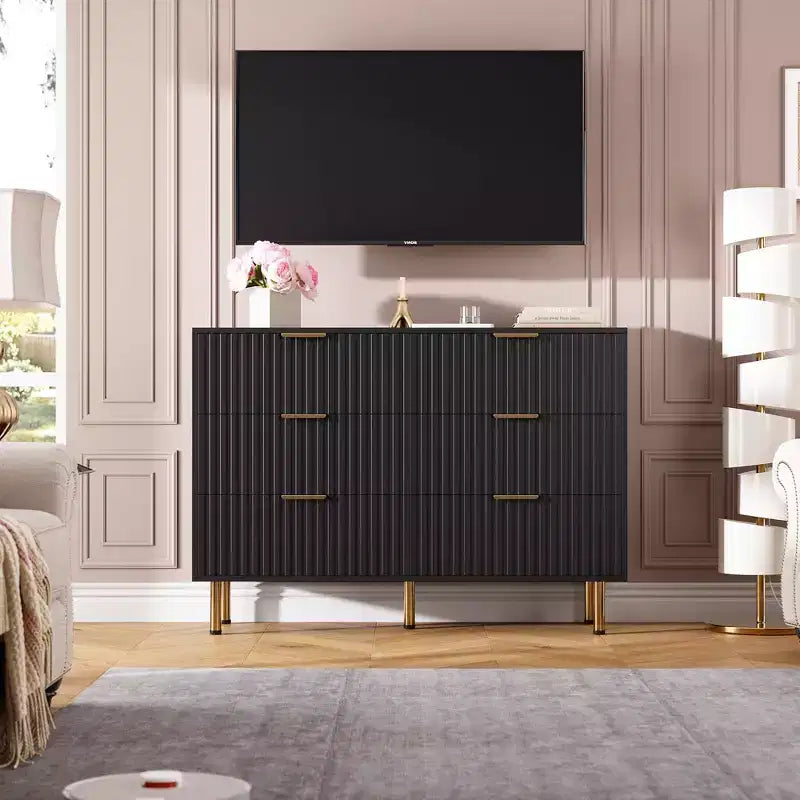 Cassettiera a 6 cassetti per camera da letto, comò moderno da 120 cm con cassetti profondi per soggiorno, corridoio, camera dei bambini