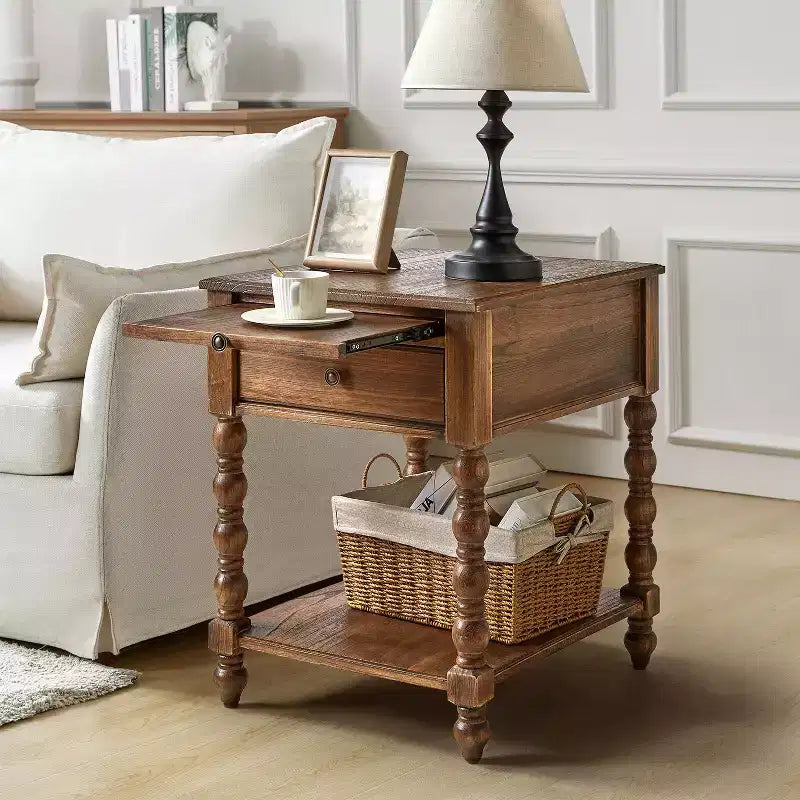 Esther 26 Tall End Table with Built-in Charging Outlets|ARTFUL LIVING DESIGNS