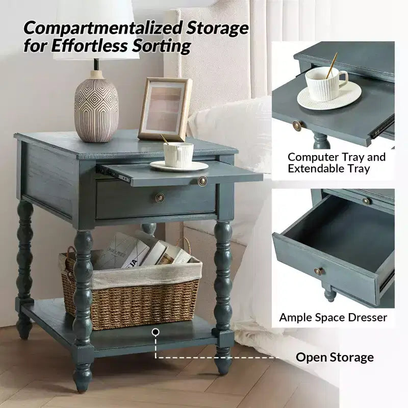 Esther 26 Tall End Table with Built-in Charging Outlets|ARTFUL LIVING DESIGNS