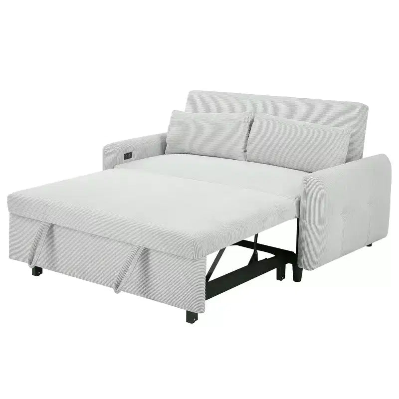Divano letto Clihome reclinabile multi-angolo in morbido velluto a coste, schienale regolabile in 3 posizioni con porte USB