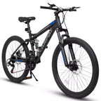 Whisen 26 Adult Mountain Bike with Full Suspension, 21-Speed Gear, Disc Brakes