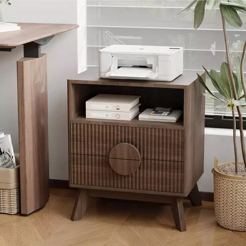 1/2 pz Comodino Moderno, Tavolino Laterale Incassato con 2 Cassetti e Ripiani Aperti, Comodino in Legno, Tavolino da Divano per Soggiorno Camera da Letto Divano