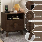 1/2 pz Comodino Moderno, Tavolino Laterale Incassato con 2 Cassetti e Ripiani Aperti, Comodino in Legno, Tavolino da Divano per Soggiorno Camera da Letto Divano