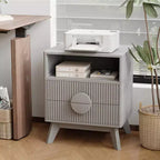 1/2 pz Comodino Moderno, Tavolino Laterale Incassato con 2 Cassetti e Ripiani Aperti, Comodino in Legno, Tavolino da Divano per Soggiorno Camera da Letto Divano