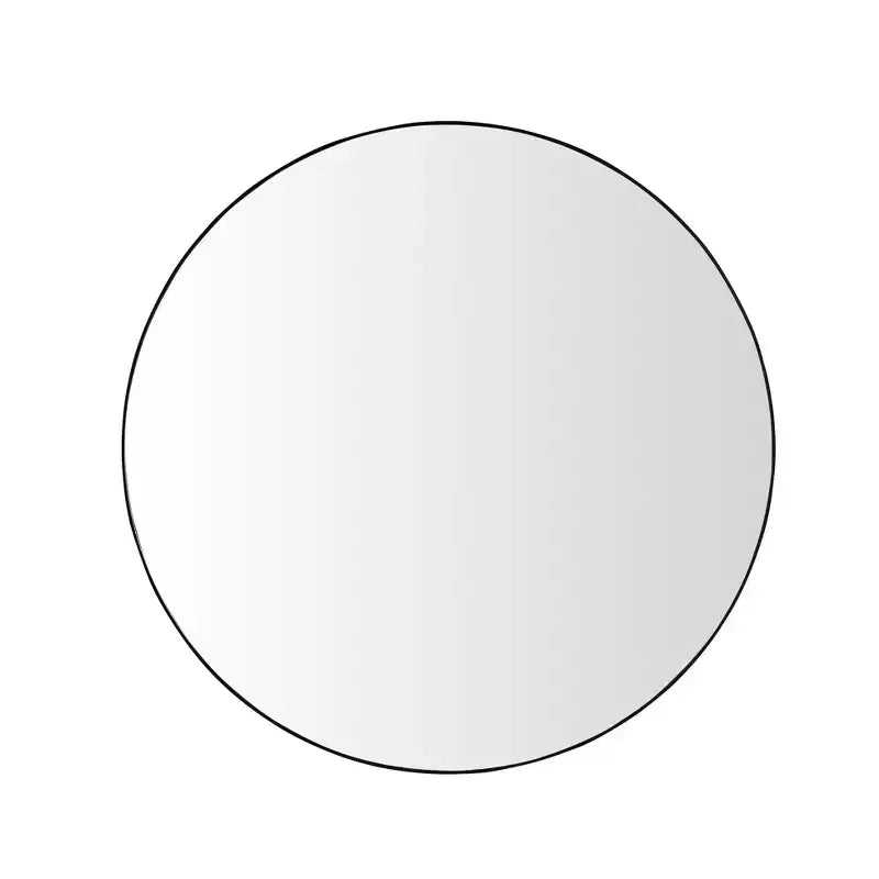 Okak 36IN Modern Round Mirror with Narrow Aluminum Frame, Wall Mount Bathroom Mirror, Vanity Mirror for Bathroom, Living Room, Black
