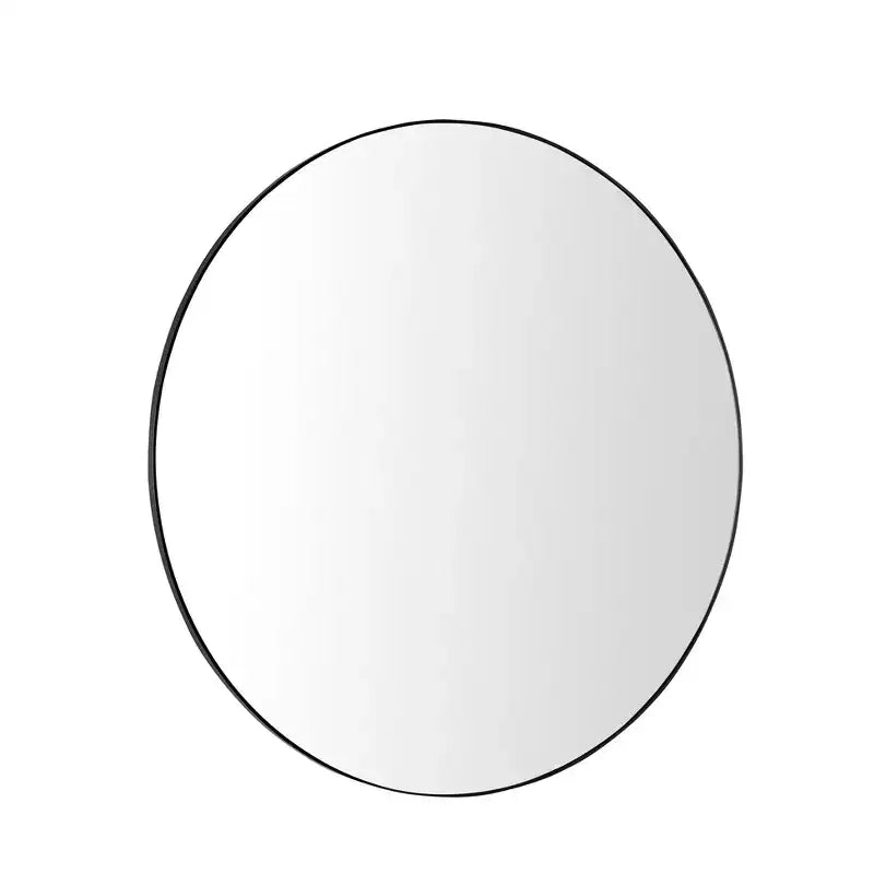 Okak 36IN Modern Round Mirror with Narrow Aluminum Frame, Wall Mount Bathroom Mirror, Vanity Mirror for Bathroom, Living Room, Black