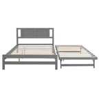 Letto a Piattaforma Matrimoniale con Letto Estraibile Singolo Regolabile, Struttura del Letto Matrimoniale in Legno con Testiera per Camera da Letto